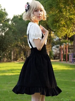 Idol clothes Lolita SK Angel Beats Floral Print Black Ruffles Lolita Skirts