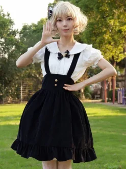Idol clothes Lolita SK Angel Beats Floral Print Black Ruffles Lolita Skirts