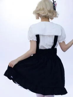 Idol clothes Lolita SK Angel Beats Floral Print Black Ruffles Lolita Skirts