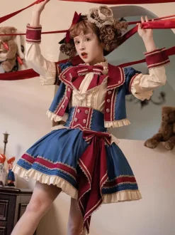 Idol clothes Lolita Skirt Deep Blue Bows Grommets Lolita Skirts