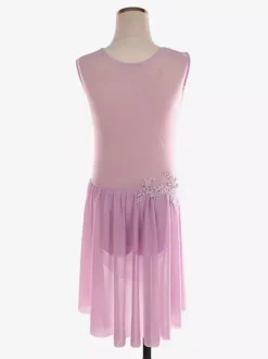 Illusion Nude Mesh Sleeveless Skating Dress Rhinestone Performance Apparel