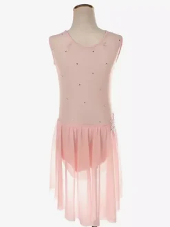 Illusion Nude Mesh Sleeveless Skating Dress Rhinestone Performance Apparel
