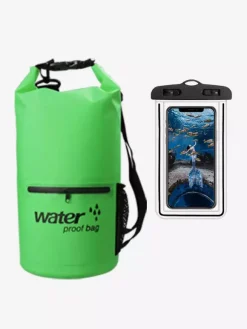 2-in-1 Waterproof Dry Bag With External Zip Pocket & Matching Phone Dry Bag