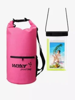 2-in-1 Waterproof Dry Bag With External Zip Pocket & Matching Phone Dry Bag