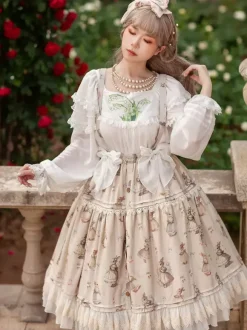 Infanta Lolita SK Light Apricot Bows Lolita Skirts