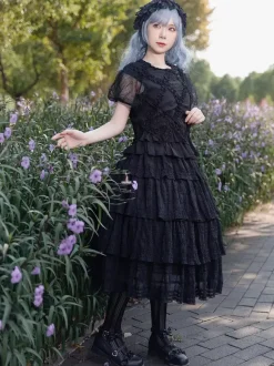 Infanta Lolita SK Pleated Black Lolita Skirts