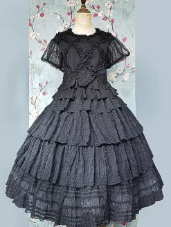 Infanta Lolita SK Pleated Black Lolita Skirts