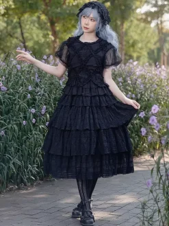 Infanta Lolita SK Pleated Black Lolita Skirts