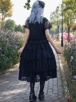 Infanta Lolita SK Pleated Black Lolita Skirts
