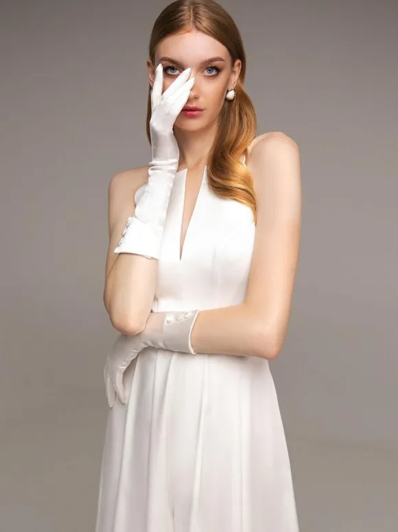 Ivory Bridal Jumpsuit 2026 Pockets Ankle-Length A-Line V-Neck Sleeveless Wedding Jumpsuit Free Customization