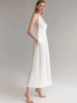 Ivory Bridal Jumpsuit 2026 Pockets Ankle-Length A-Line V-Neck Sleeveless Wedding Jumpsuit Free Customization