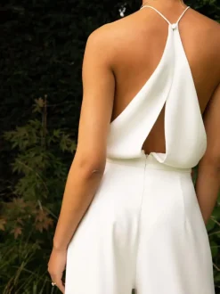 Ivory Bridal Jumpsuit Floor-Length A-Line V-Neck Sleeveless Free Customization