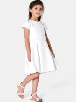 Ivory Cute Short Sleeves Wedding Flower Girl Dress Formal Party Dress