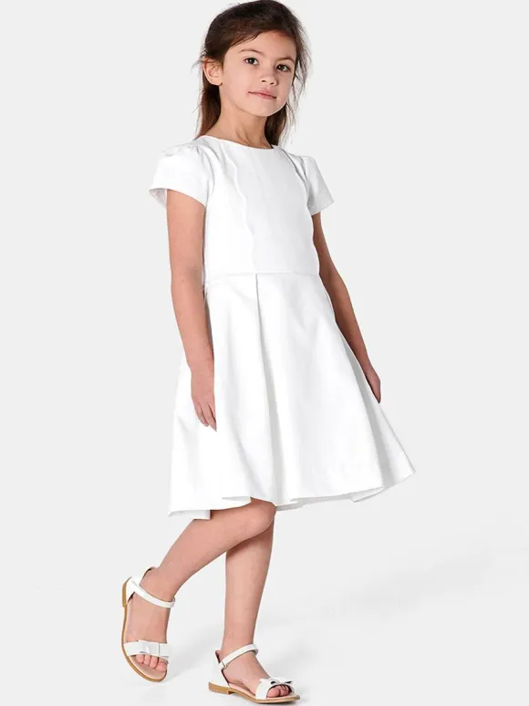 Ivory Cute Short Sleeves Wedding Flower Girl Dress Formal Party Dress