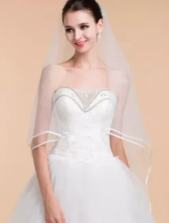 Ivory One-Tier Tulle Wedding Veil