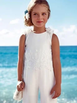 Ivory Wedding Party Dresses Lovely Kids Ball Gown Sleeveless Lace Flower Girl Dresses