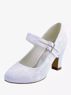Ivory Wedding Shoes 2026 Women Round Toe Mary Jane Bridal Shoes