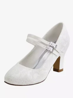 Ivory Wedding Shoes 2026 Women Round Toe Mary Jane Bridal Shoes