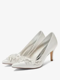 Ivory Wedding Shoes Pointed Toe Rhinetstones Bridal Shoes