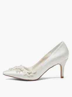 Ivory Wedding Shoes Pointed Toe Rhinetstones Bridal Shoes