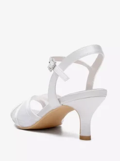 Ivory Wedding Shoes Satin Mesh Open Toe Kitten Heel Bridal Wedding Guest Shoes
