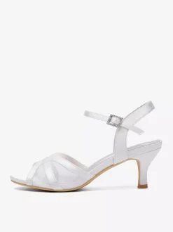 Ivory Wedding Shoes Satin Mesh Open Toe Kitten Heel Bridal Wedding Guest Shoes