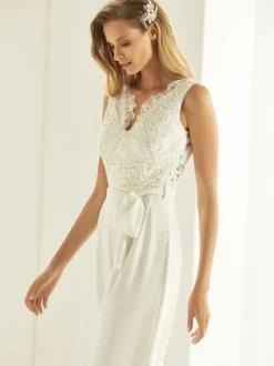 Ivory Bridal Jumpsuit 2026 Lace Ankle-Length A-Line V-Neck Sleeveless Wedding Jumpsuit Free Customization