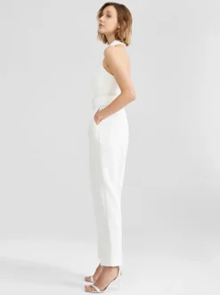 Ivory Bridal Jumpsuit 2026 Sash Ankle-Length A-Line Halter Sleeveless Wedding Jumpsuit Free Customization