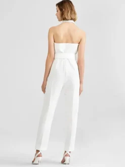 Ivory Bridal Jumpsuit 2026 Sash Ankle-Length A-Line Halter Sleeveless Wedding Jumpsuit Free Customization