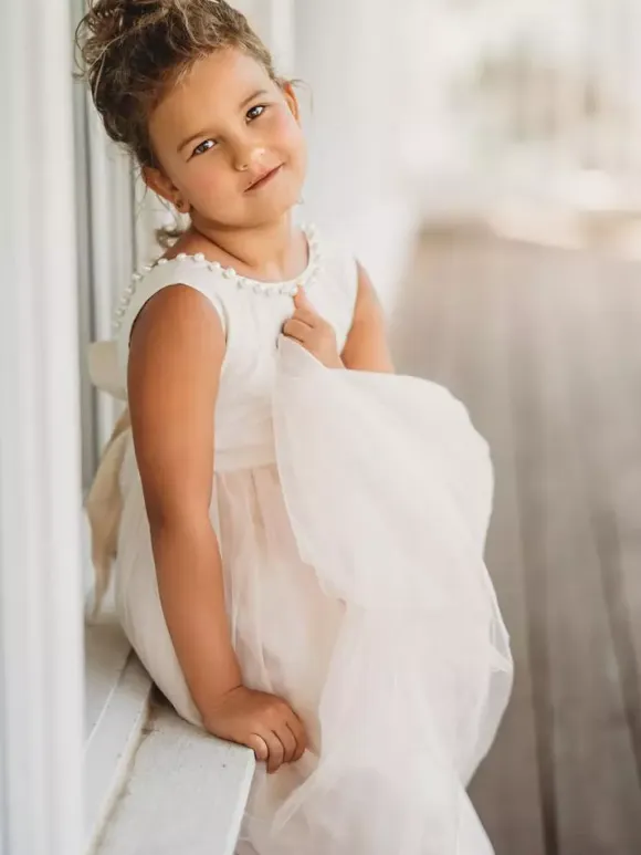 Ivory Flower Girl Dresses Jewel Neck Sleeveless Ankle-Length Princess Silhouette Butterfly Formal Kids Pageant Dresses Free Customization