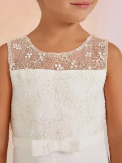 Ivory Lovely Wedding Formal Party Dress Sleeveless Lace Flower Girl Dresses