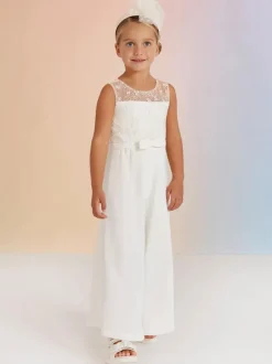 Ivory Lovely Wedding Formal Party Dress Sleeveless Lace Flower Girl Dresses