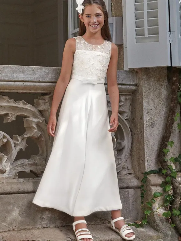 Ivory Lovely Wedding Formal Party Dress Sleeveless Lace Flower Girl Dresses