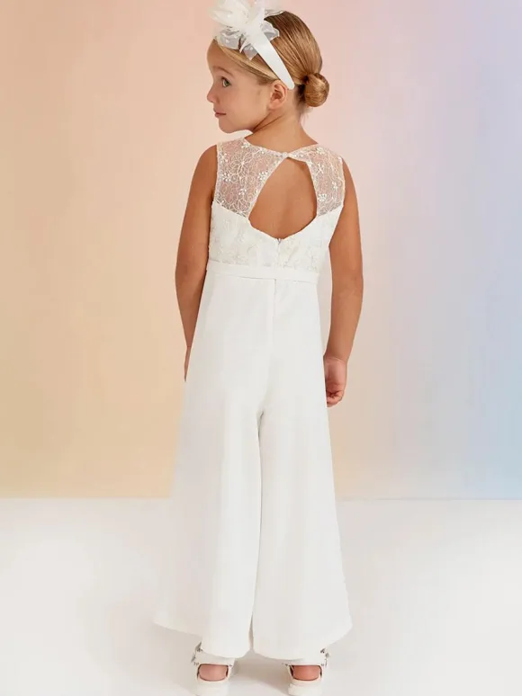 Ivory Lovely Wedding Formal Party Dress Sleeveless Lace Flower Girl Dresses