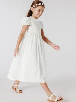 Ivory Short Sleeves Formal Party Dress Wedding Cute Flower Girl Dress