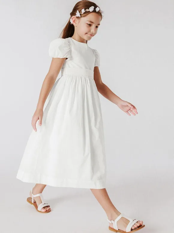 Ivory Short Sleeves Formal Party Dress Wedding Cute Flower Girl Dress