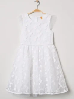 Ivory Short Sleeves Lace Sweet Wedding Flower Girl Dress Kids Party Dress