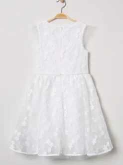 Ivory Short Sleeves Lace Sweet Wedding Flower Girl Dress Kids Party Dress