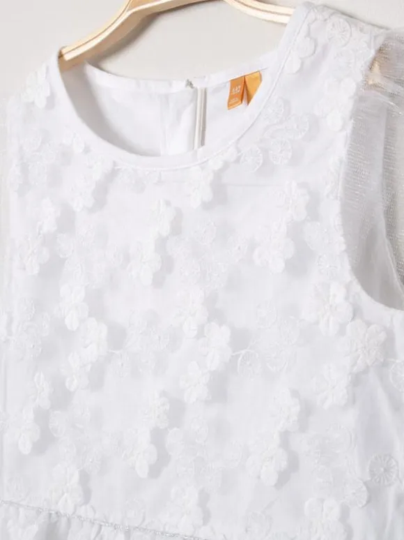 Ivory Short Sleeves Lace Sweet Wedding Flower Girl Dress Kids Party Dress