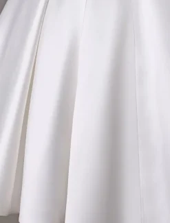 Ivory Short Wedding Dresses 2026 Satin Knee Length Bow Sash Retro Bridal Dress Free Customization