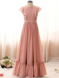 Ivory Sweet Sleeveless Sash Flower Girl Dress Dinner Dresses