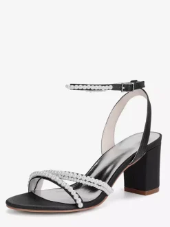 Ivory Wedding Shoes Chunky Heel Pearls Bridal Shoes