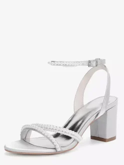 Ivory Wedding Shoes Chunky Heel Pearls Bridal Shoes