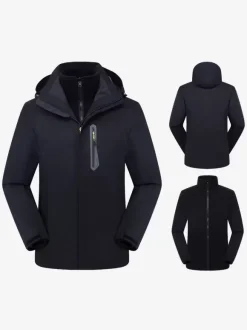 Jacket For Men Color Block Zipper Polar Fleece Stylish