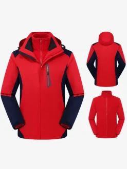 Jacket For Men Color Block Zipper Polar Fleece Stylish
