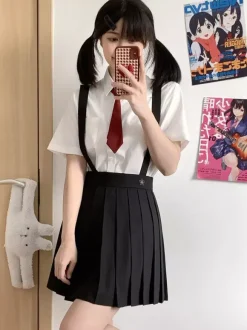 Japanese School Uniform Classic Lolita SK Black Pleated Lolita Skirts