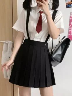 Japanese School Uniform Classic Lolita SK Black Pleated Lolita Skirts