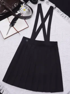 Japanese School Uniform Classic Lolita SK Black Pleated Lolita Skirts