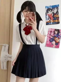Japanese School Uniform Classic Lolita SK Black Pleated Lolita Skirts