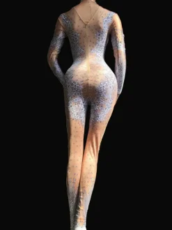 Jazz Dance Costume Women Sexy Jumpsuit Long Sleeve Night Club Wear